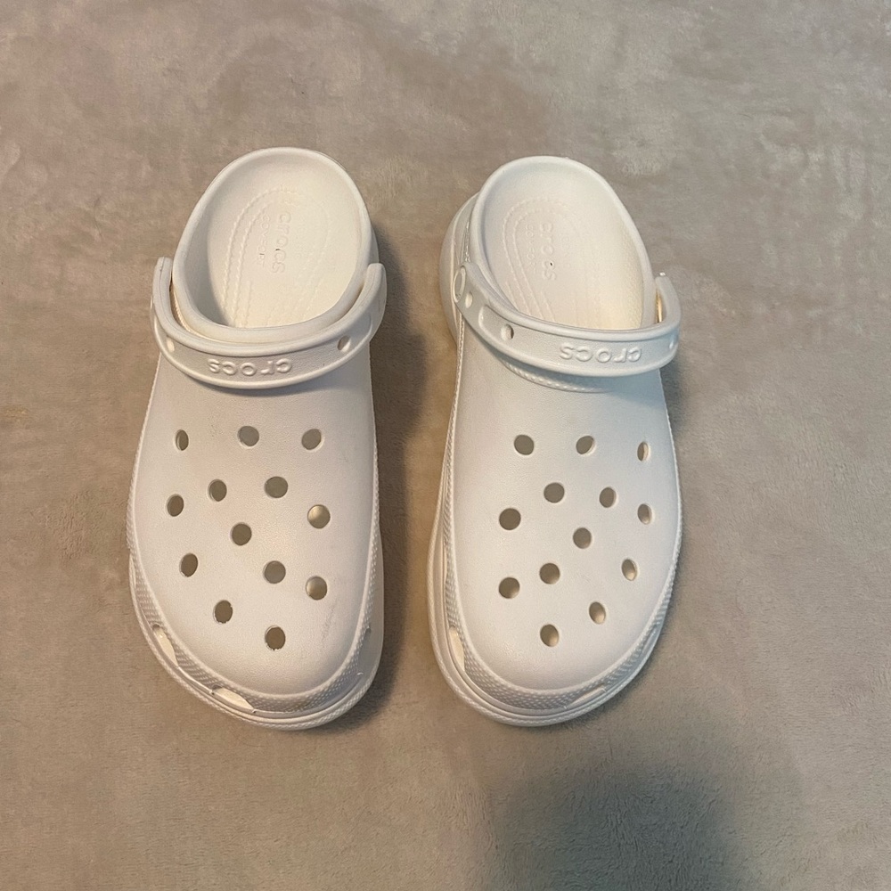 White Platform Crocs